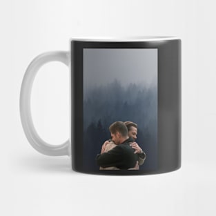 sam and dean last hug scene in heaven with forest supernatural finale Mug